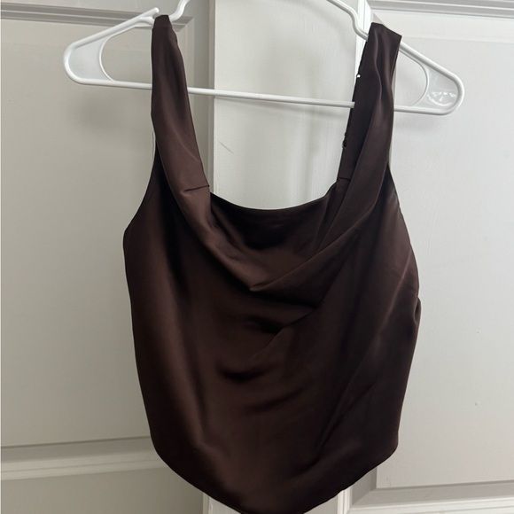 Abercrombie & Fitch Brown Silky Crop Top - Small - Picture 2 of 4